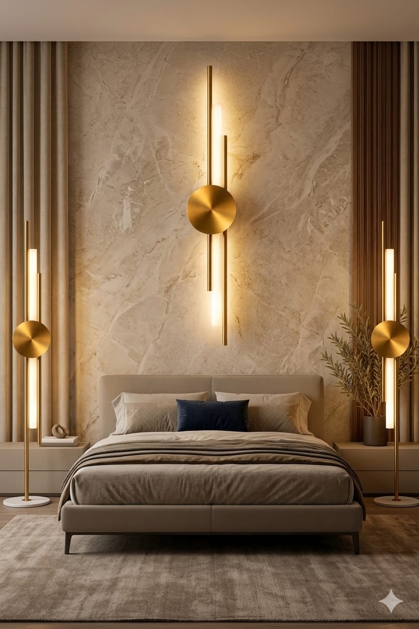 Modern Stylish Gold Pipe Acrylic Wall Lamp