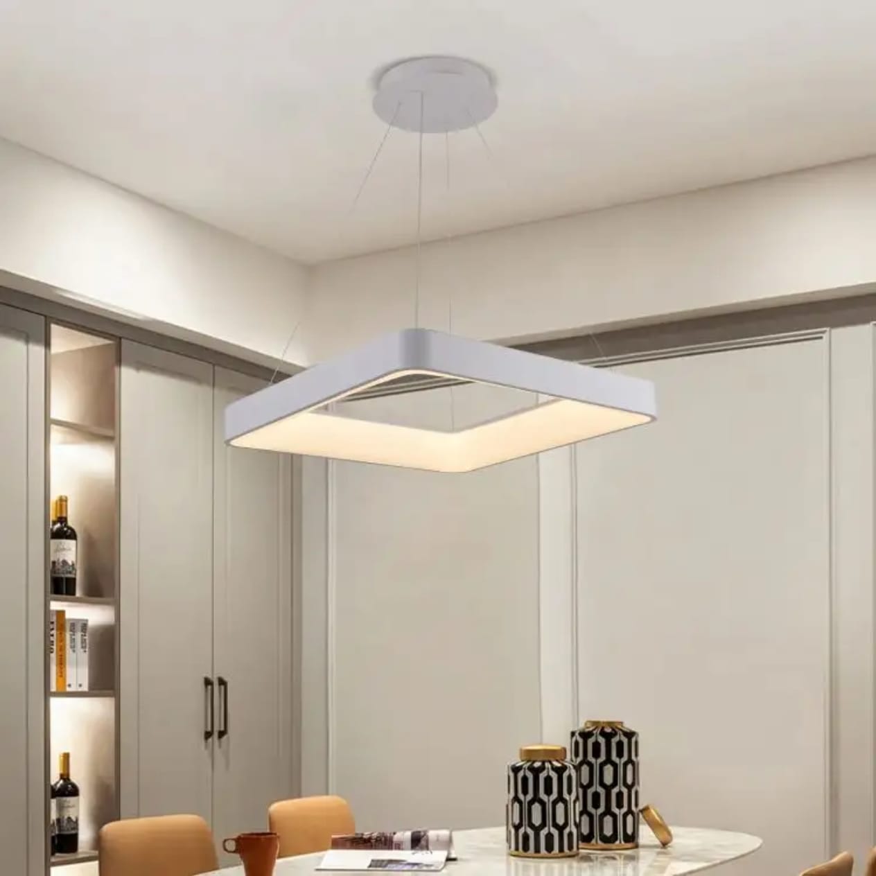 Modern Square Aluminum Chandelier (9085-SQ,GREY)