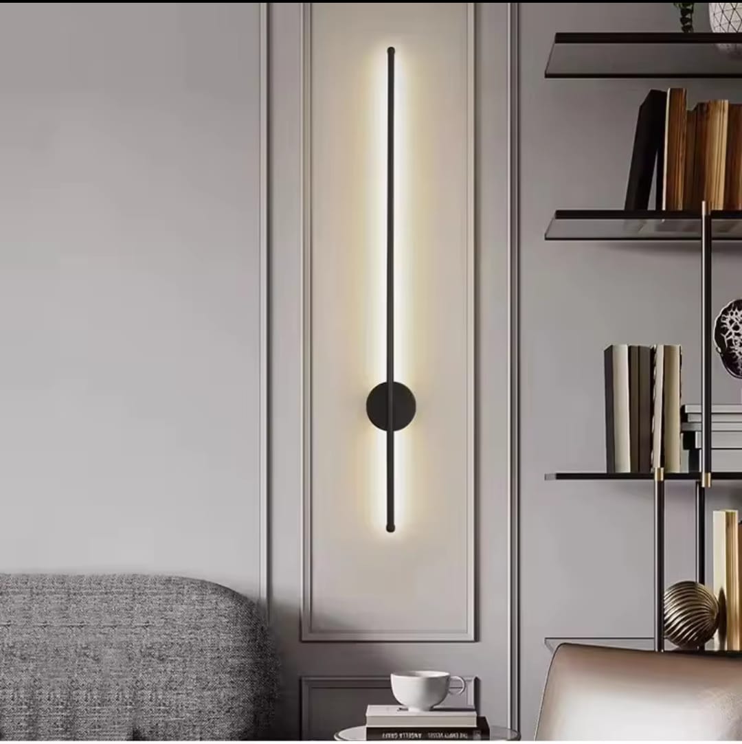 Modern Long Black Stick LED Wall Light