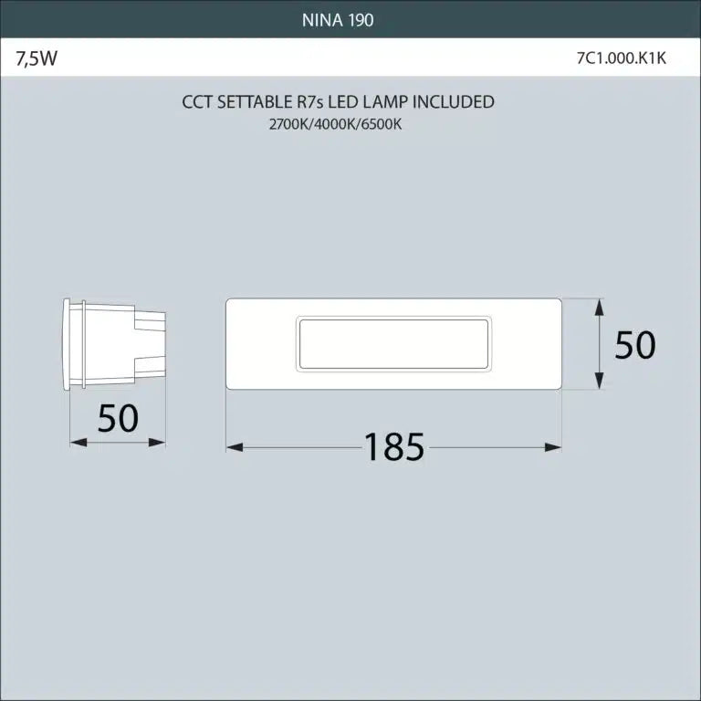 Nina-190, Recessed Wall Lamp