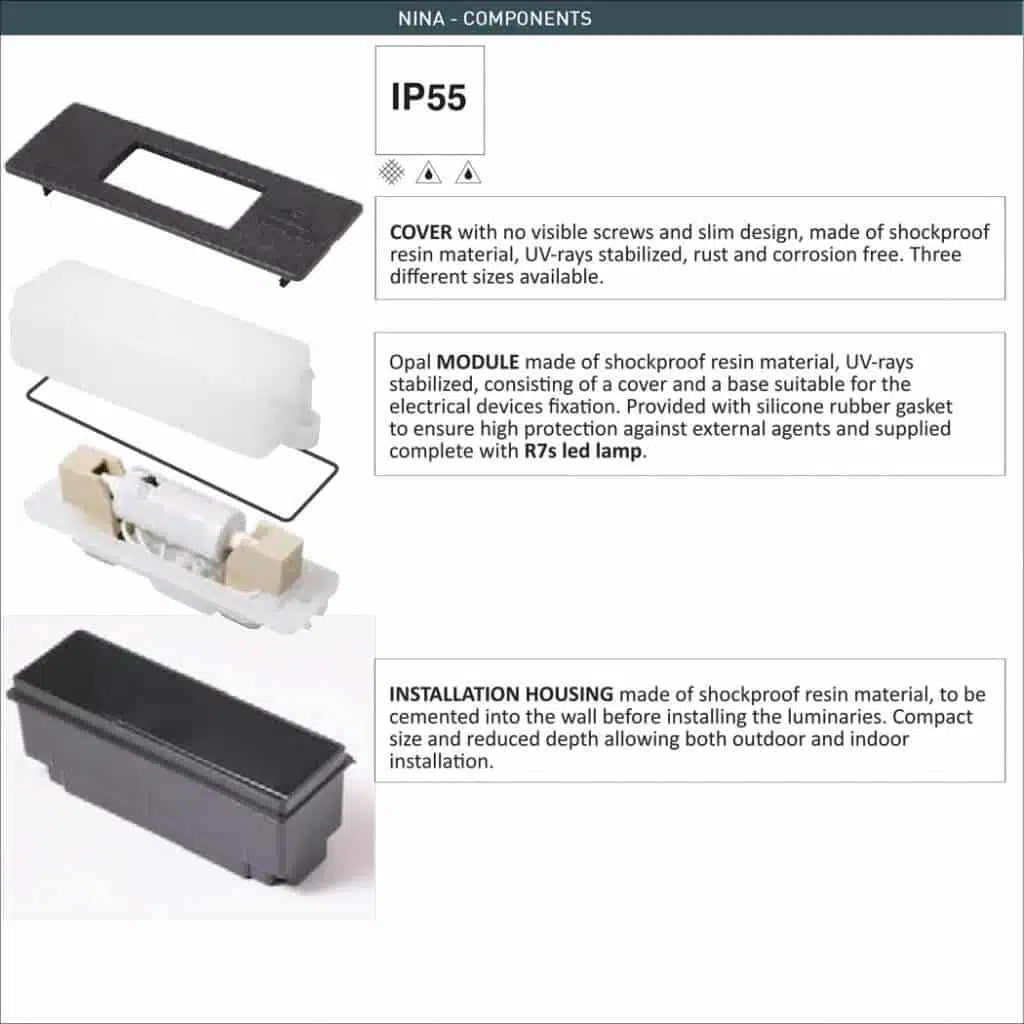 Nina-190, Recessed Wall Lamp