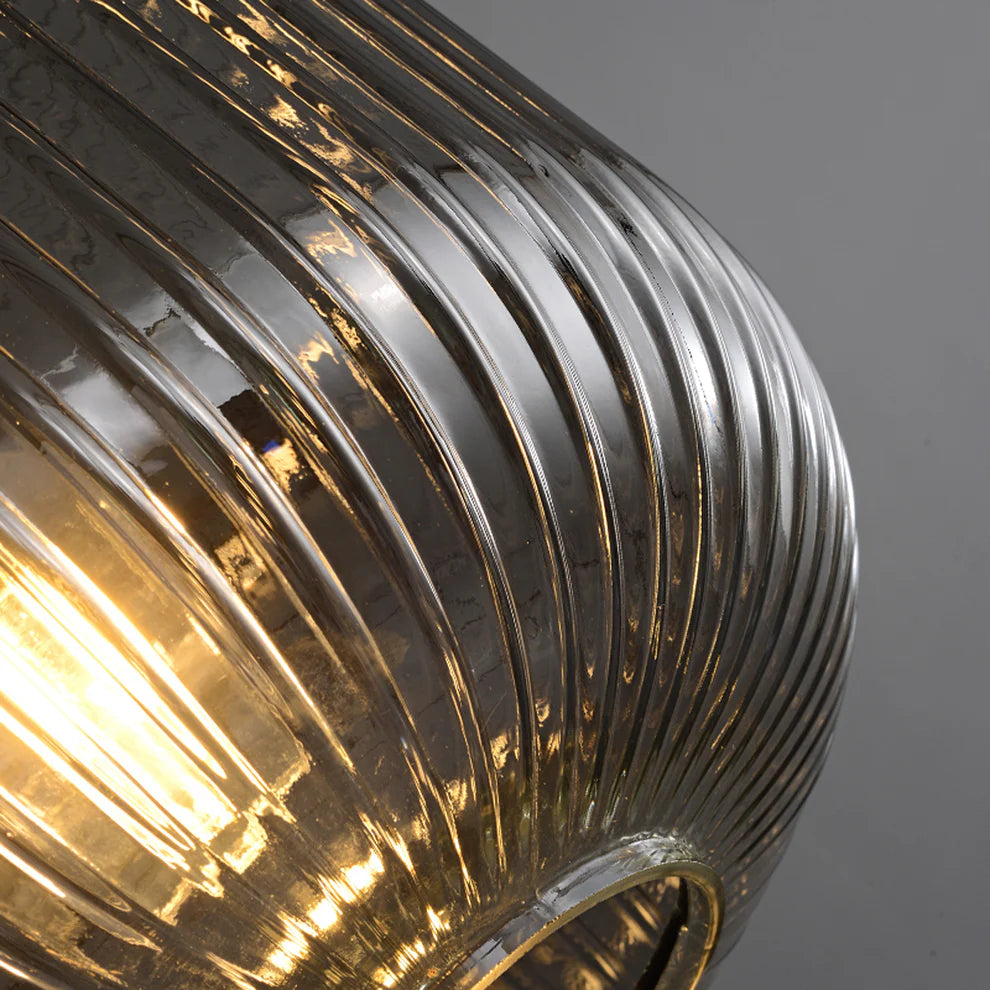 Modern Pumpkin Shaped Stripped Glass Hanging Light