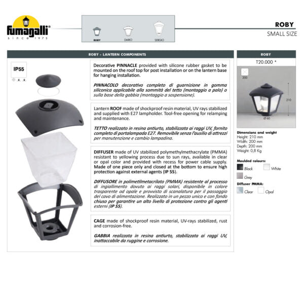 SICAR-ROBY Hanging Light Small Size (Made in Italy)