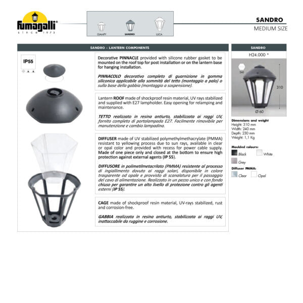 SICAR-SANDRO Hanging Light Medium Size (Made in Italy)