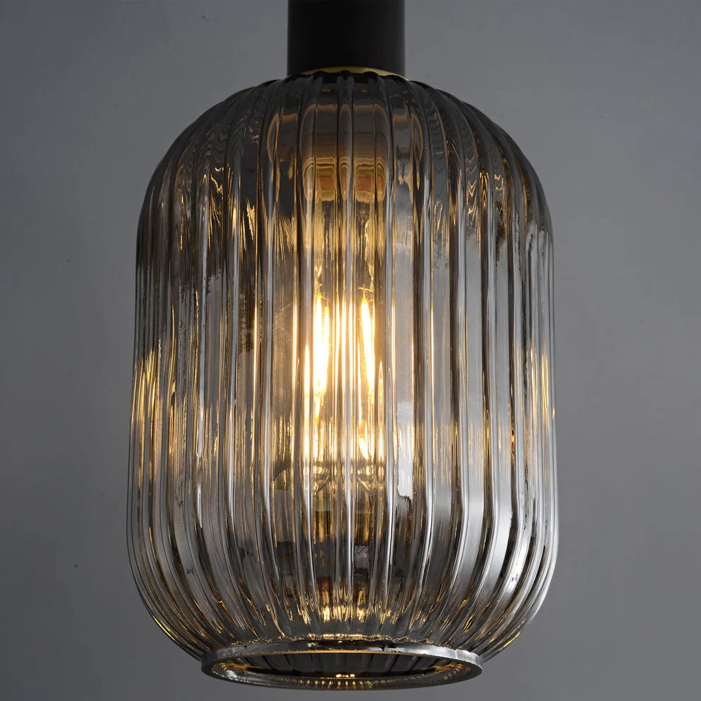 Modern Vertically Stripped Glass Hanging Light