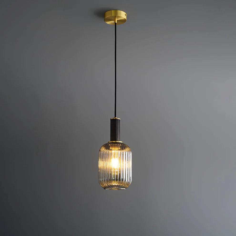 Modern Vertically Stripped Glass Hanging Light