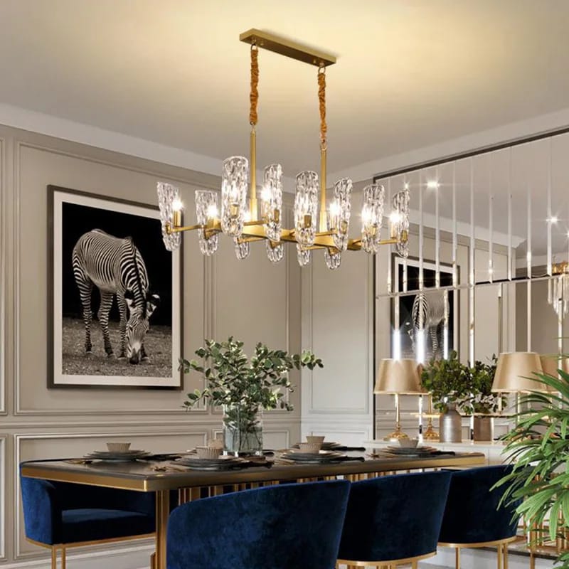 Modern Luxury Water Pattern Glass Oval Chandelier