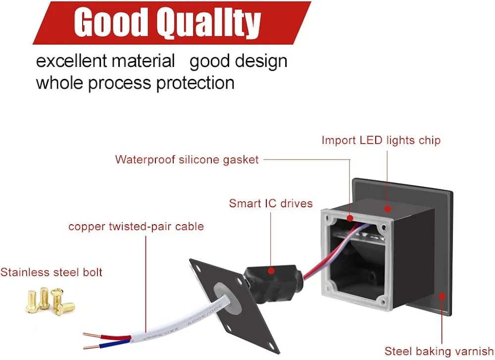 Square Recessed Water Proof LED Step Light IP65          (Small 2")