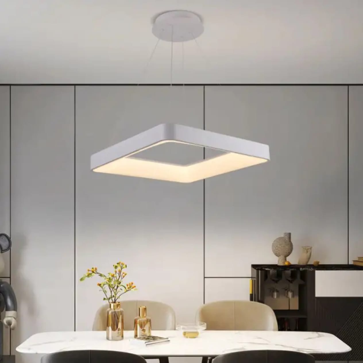Modern Square  Aluminum  Chandelier (9085-SQ,GREY)