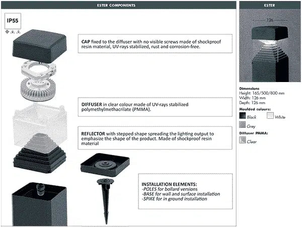 Ester 800 Modern Bollard - Fumagalli