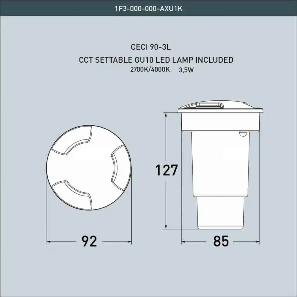 Drive Over In-Ground Light (CECI 90-3L) - Fumagalli