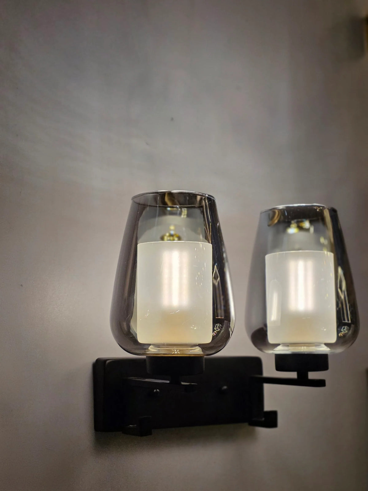 Smoky Double Head Glass Wall Light