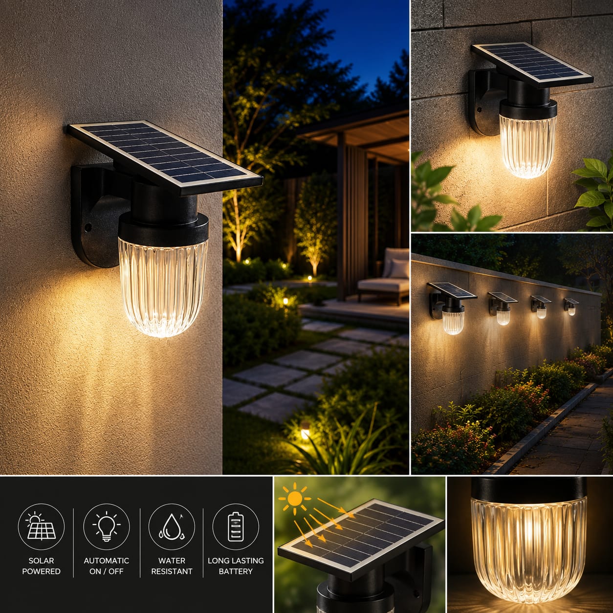 Modern Outdoor LED  Soler Wall Light