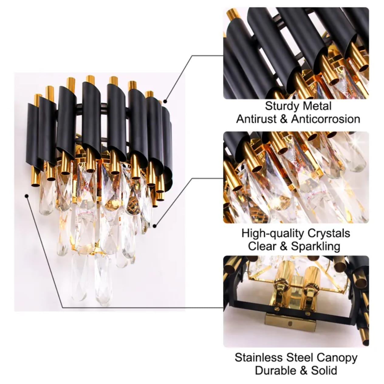 Modern Gold Luxury Crystal Wall Light