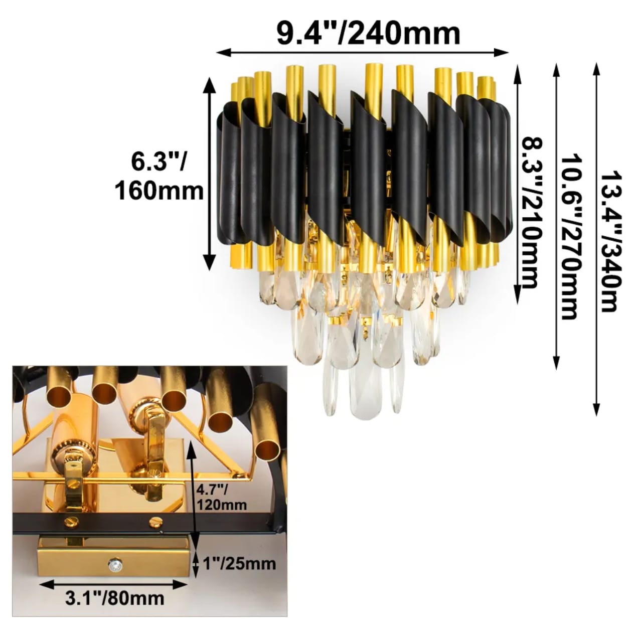 Modern Gold Luxury Crystal Wall Light