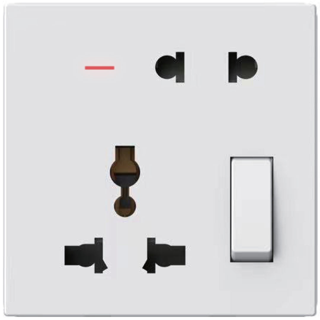 Simon 2Pin & Multi Socket with Switch - White