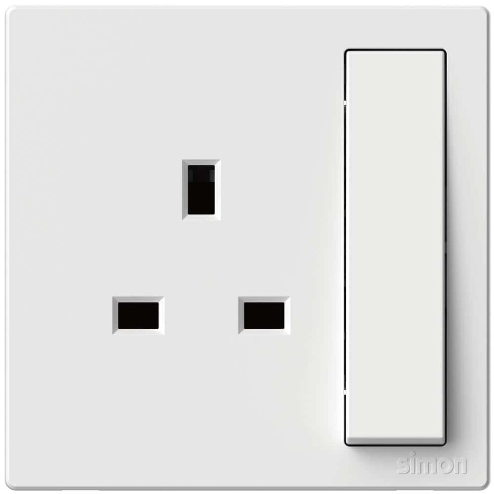 Simon 1G BS Switched Socket - White – Electra Lights