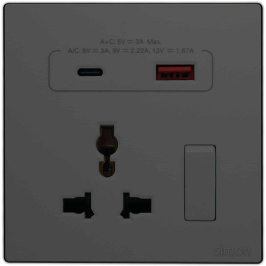 Multi Socket Switched with USB A+C Chargers - Color