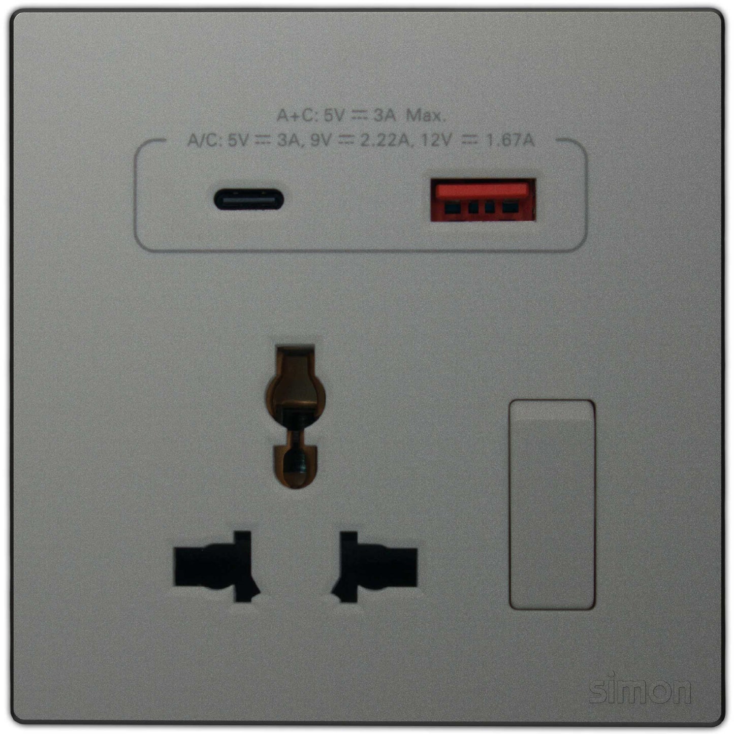 Multi Socket Switched with USB A+C Chargers - Color