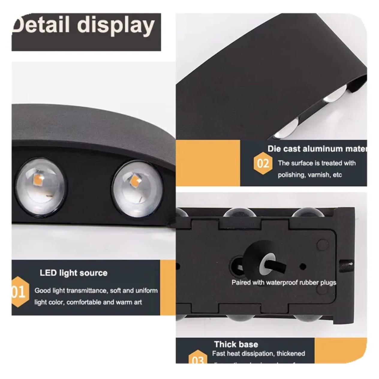 RGB Rectangular 4 Up & 4 Down Outdoor Wall Lamp