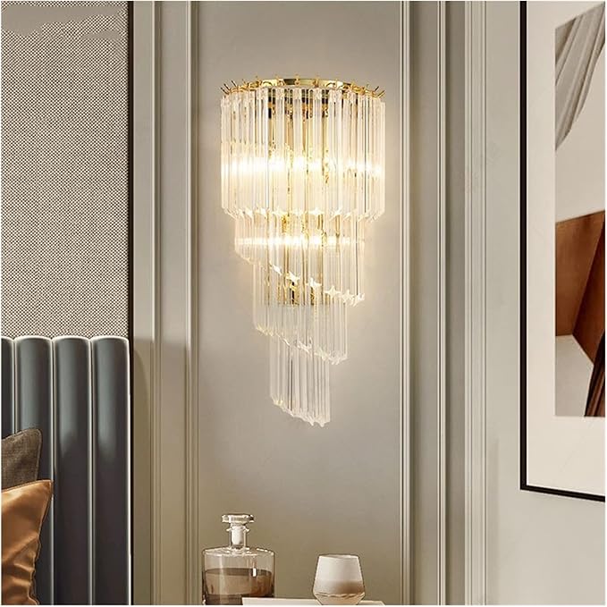 Luxury spiral crystal wall light