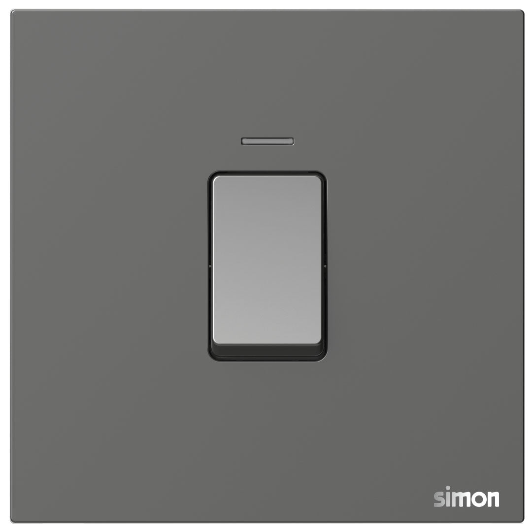 Simon 45A Double Pole Switch with LED M7-Grey