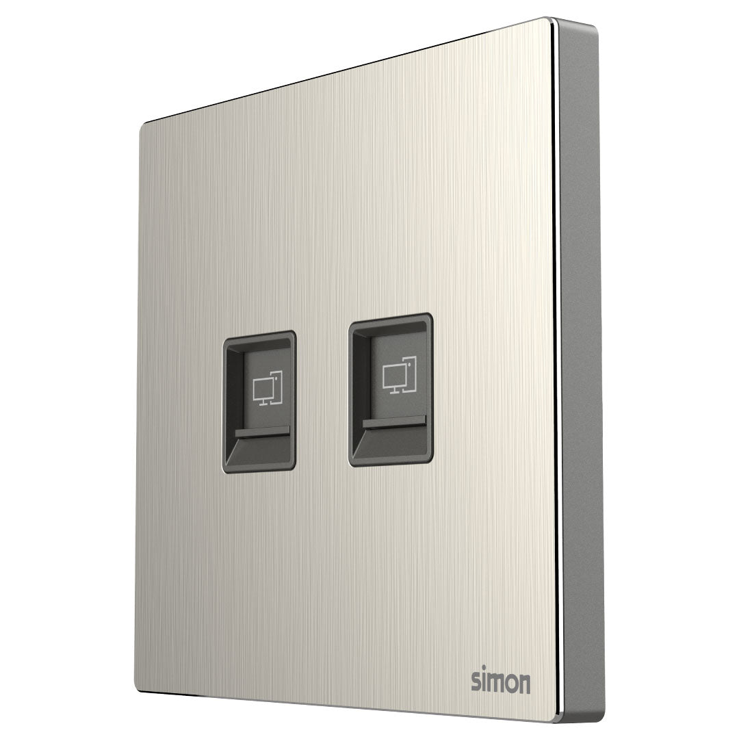 Simon 2Gang Data Outlet Cat6 M7-Metal Series