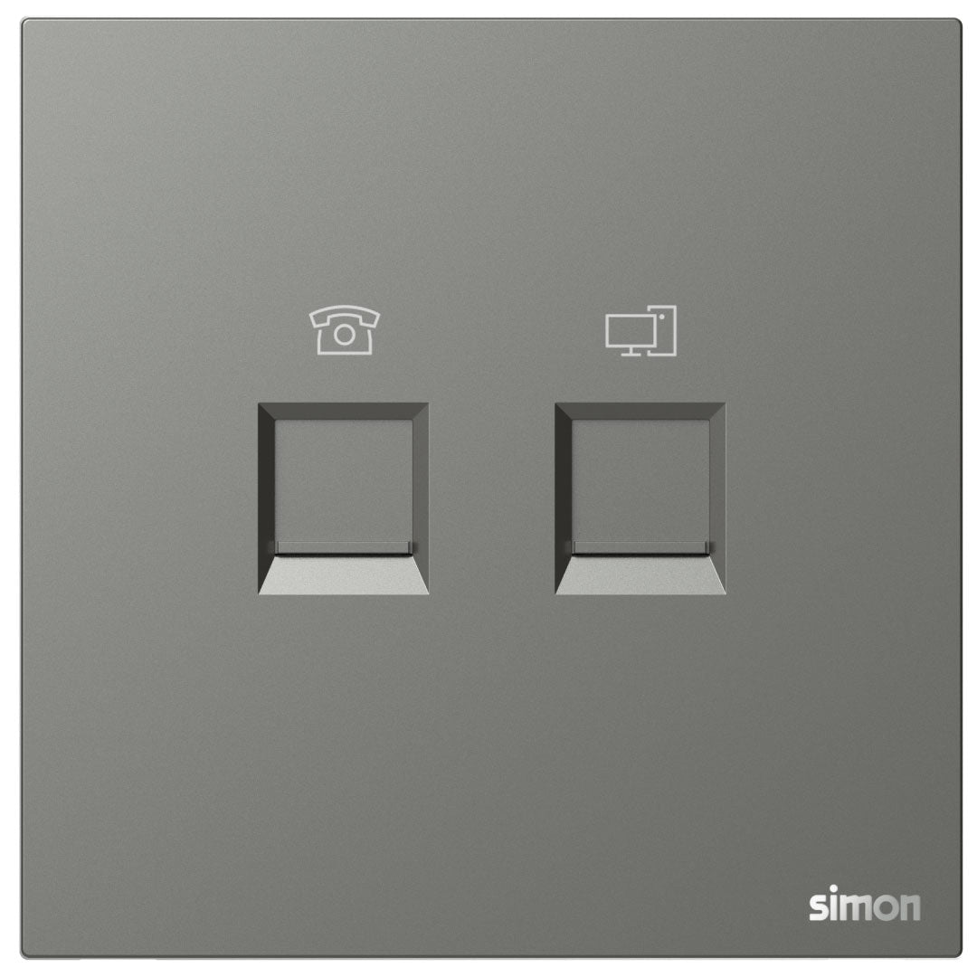 Simon Telephone & Data Outlet Cat6 M7-Grey