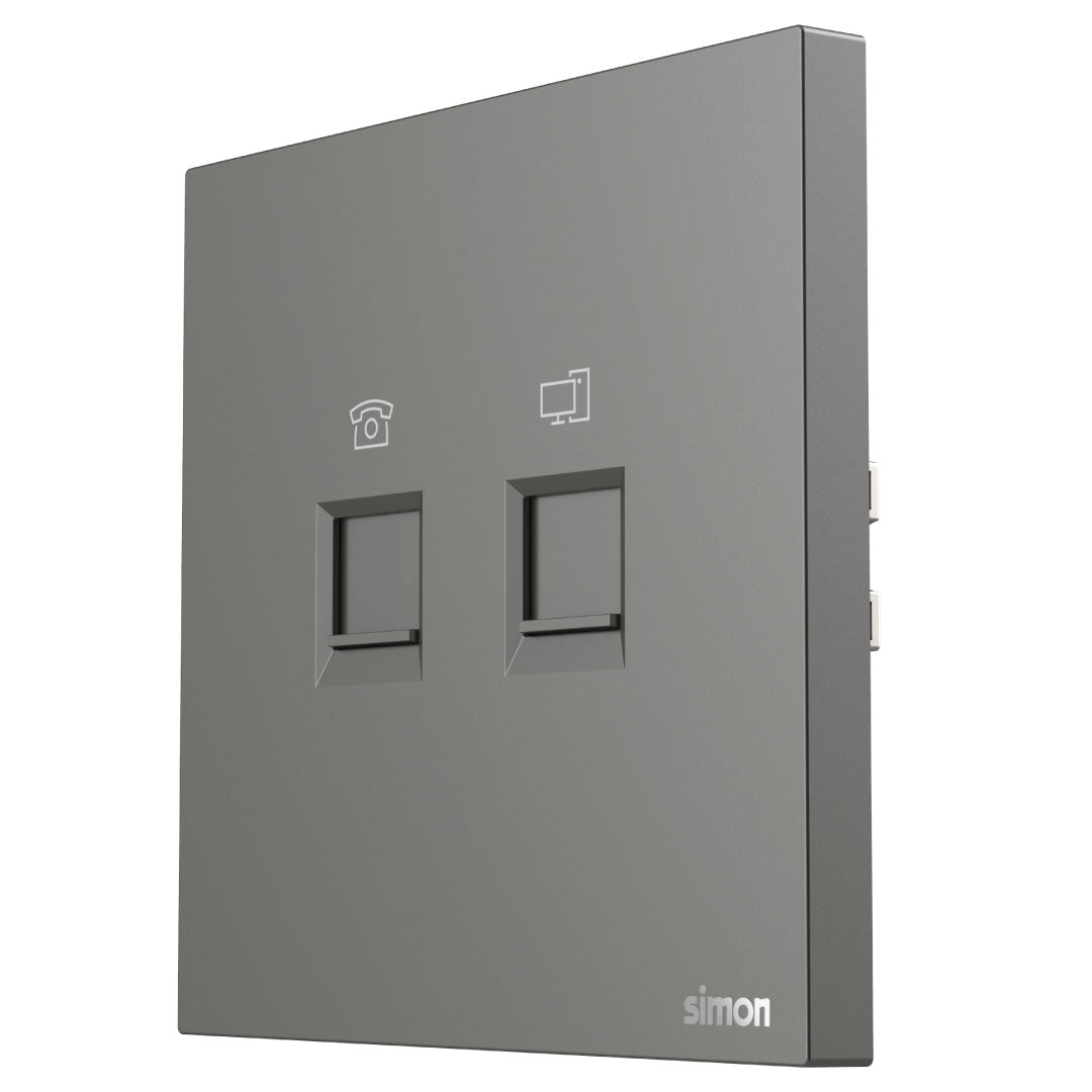 Simon Telephone & Data Outlet Cat6 M7-Grey