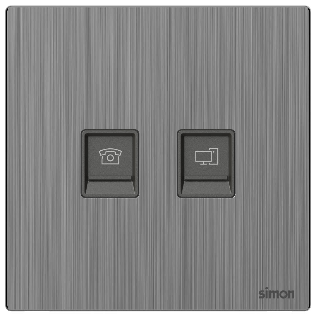 Simon Telephone & Data Outlet Cat6 M7-Metal