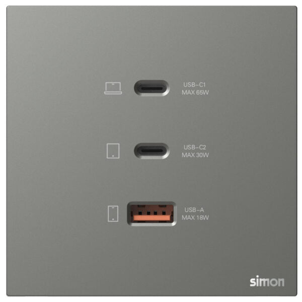 Simon USB A+C Chargers M7 Air Series-Grey