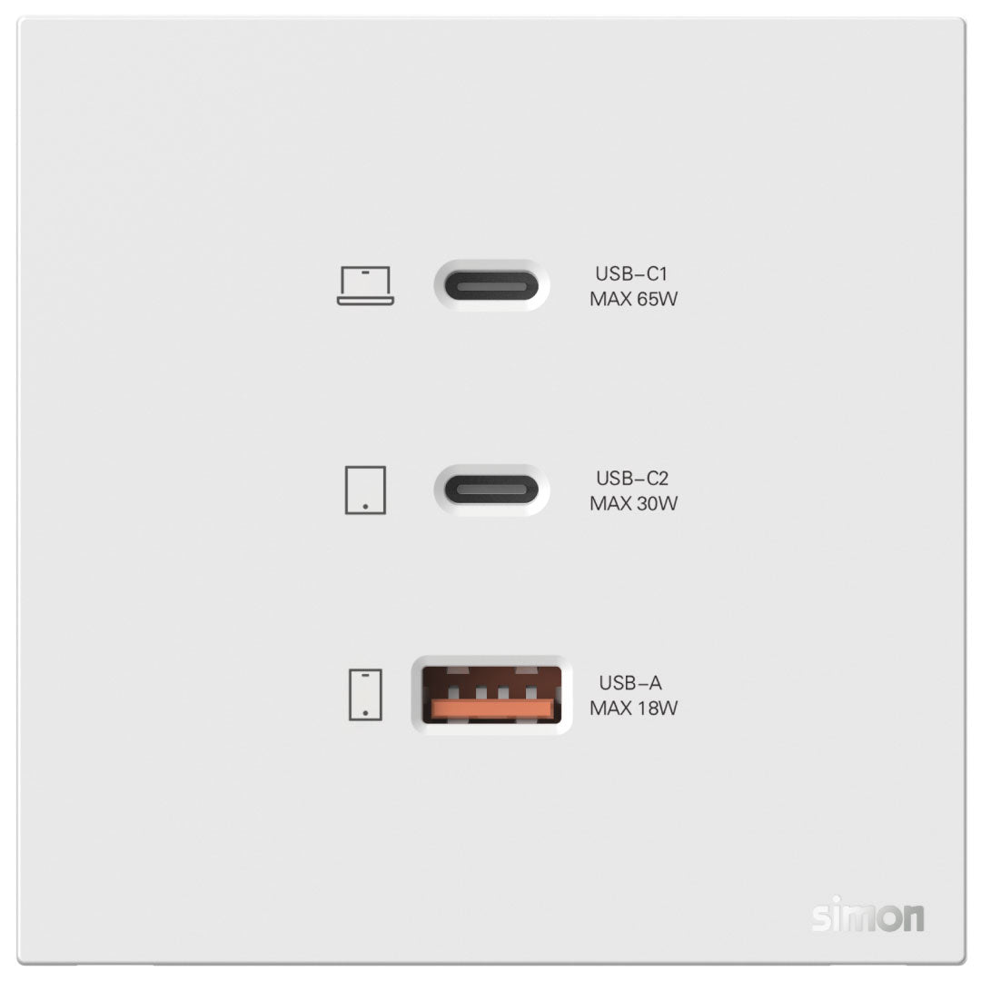 Simon USB A+C Chargers M7 Air Series-White