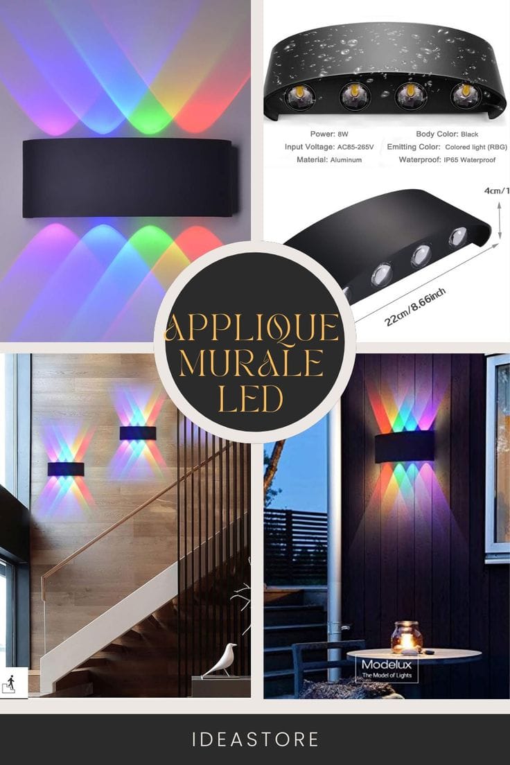 RGB Rectangular 4 Up & 4 Down Outdoor Wall Lamp