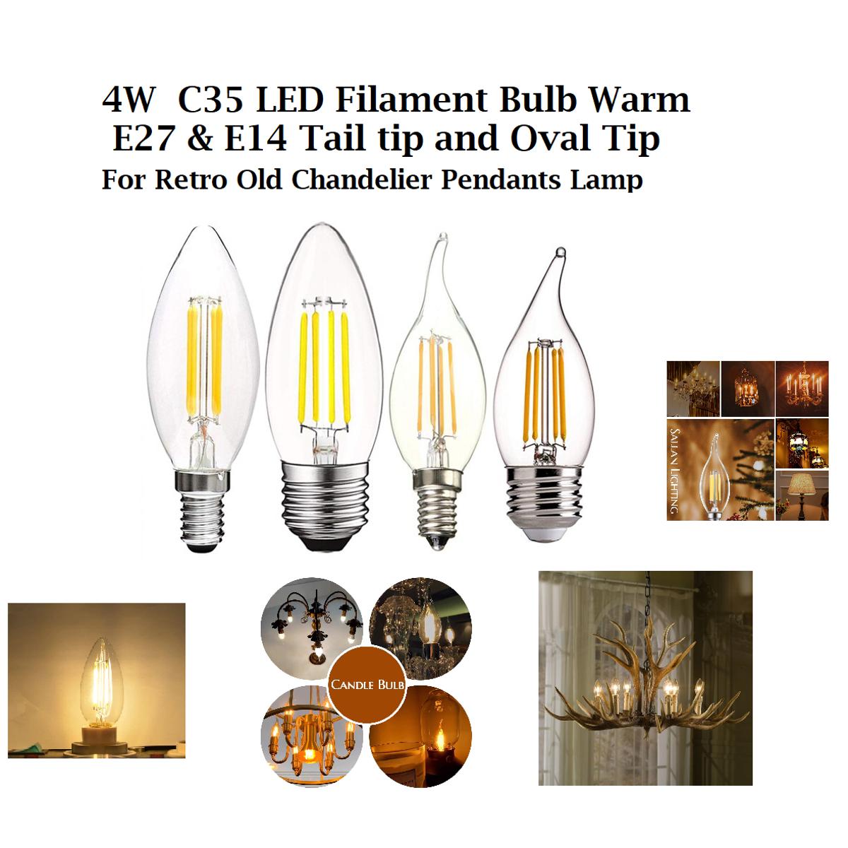LED C35 Filament Candle Bulb 4W