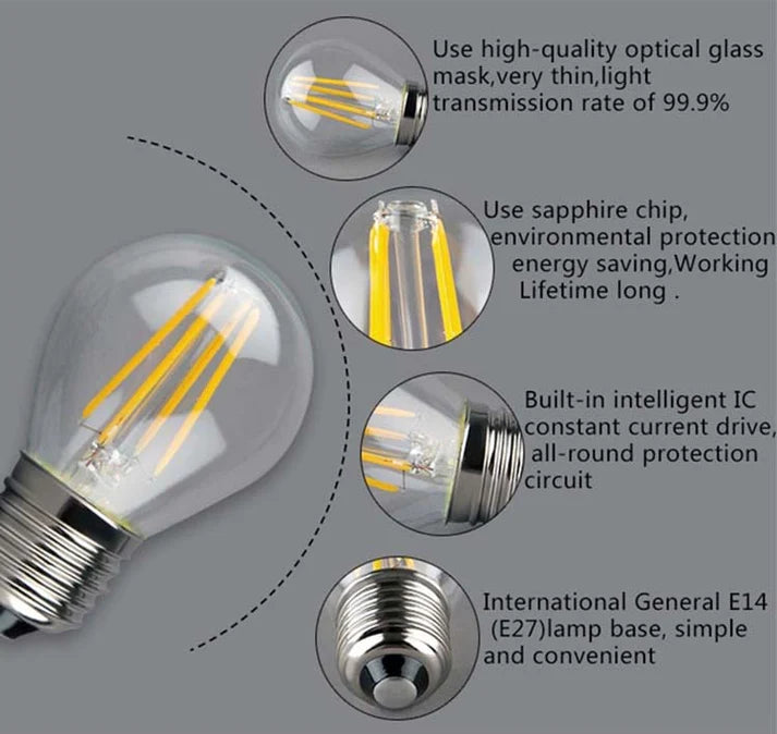 LED G45 Filament Candle Bulb 4W