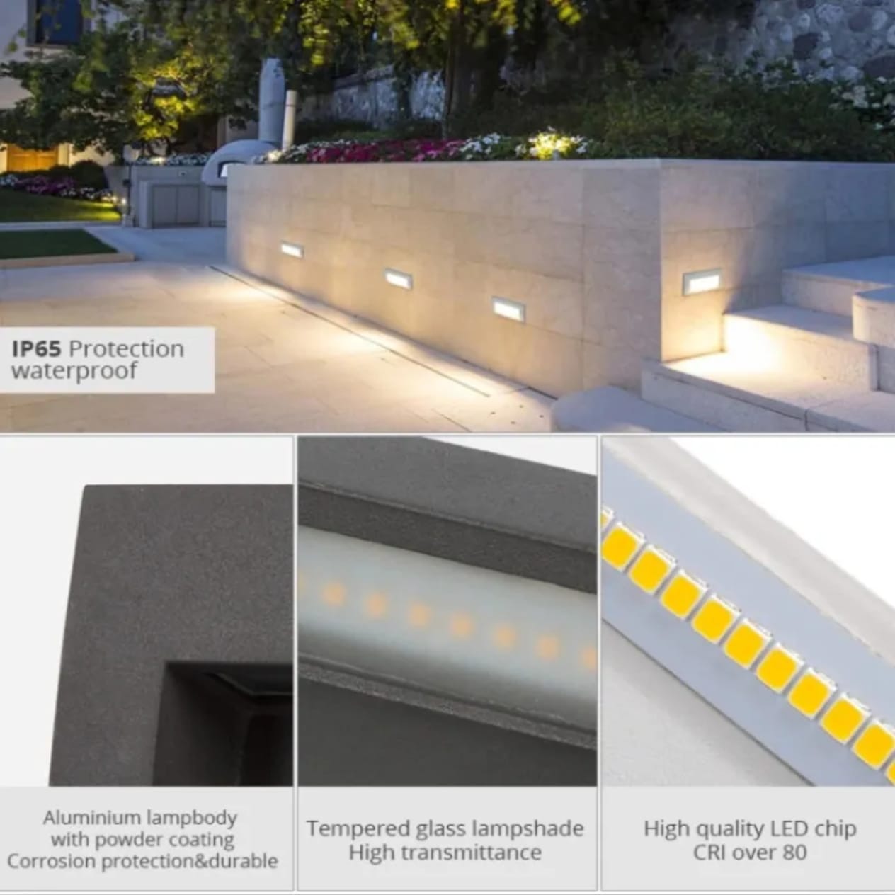 Stair Recessed Rectangular Waterproof LED Wall Light