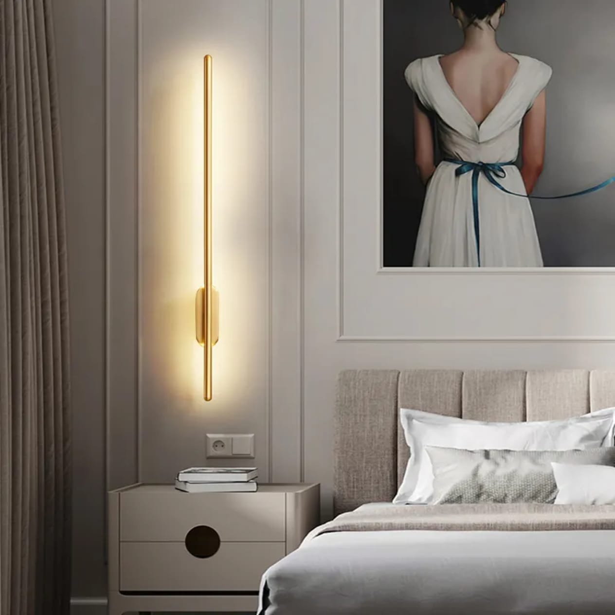 Modern Long Gold Stick LED Wall Light (90cm)