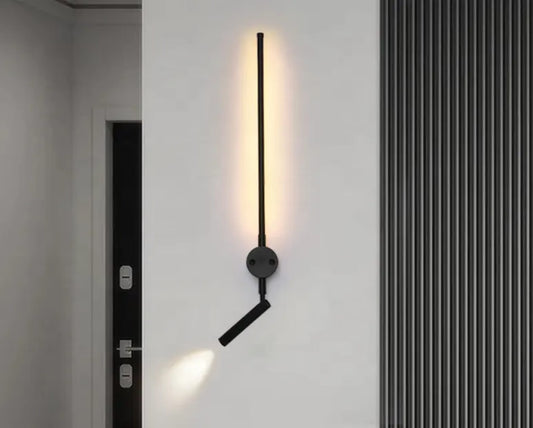 Modern Long Black Stick With Spot Wall Light
