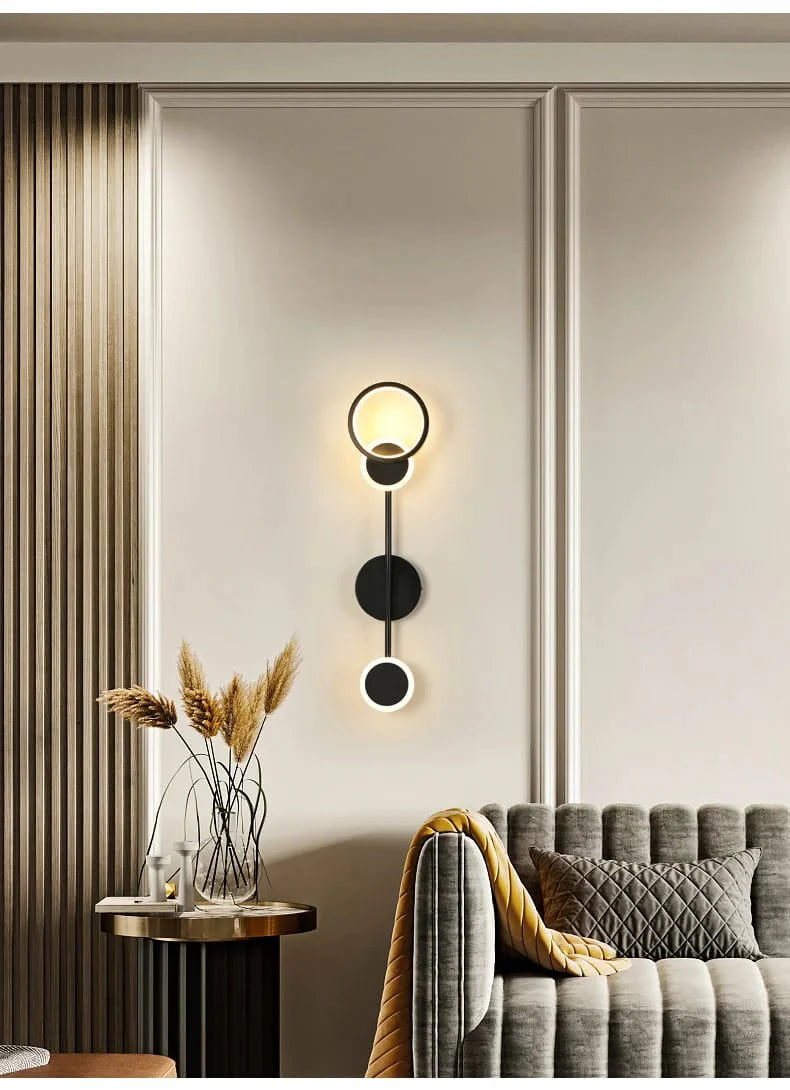 Modern Acrylic Art Round Gold LED Indoor Wall Light