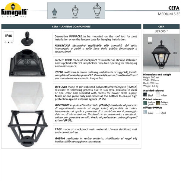 SICHEM-CEFA Hanging Light Medium Size (Made in Italy)