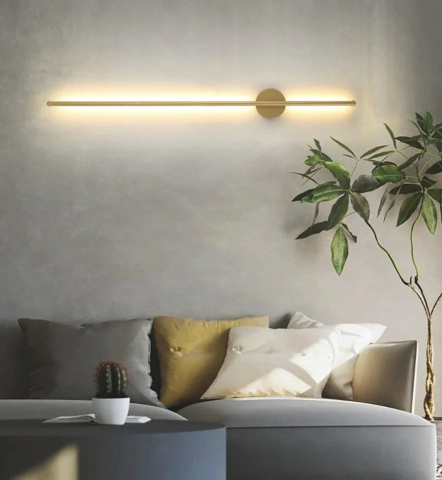 Modern Long Gold Stick Indoor LED Wall Light (100 cm)