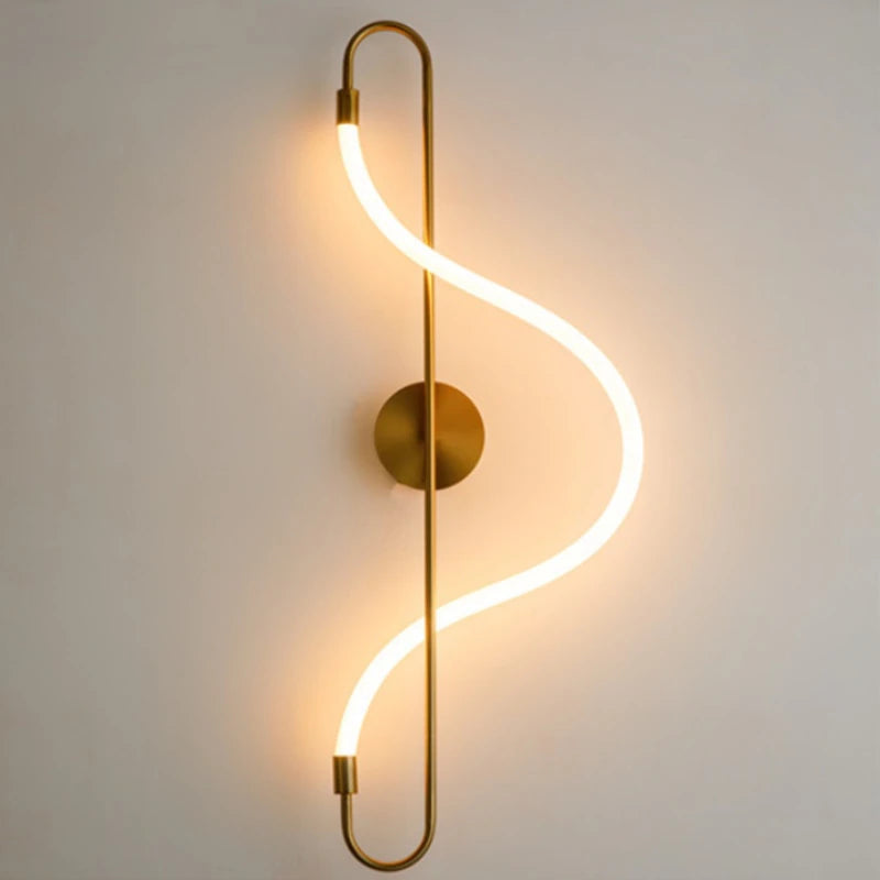 Modern S-Curve Gold LED Wall Light