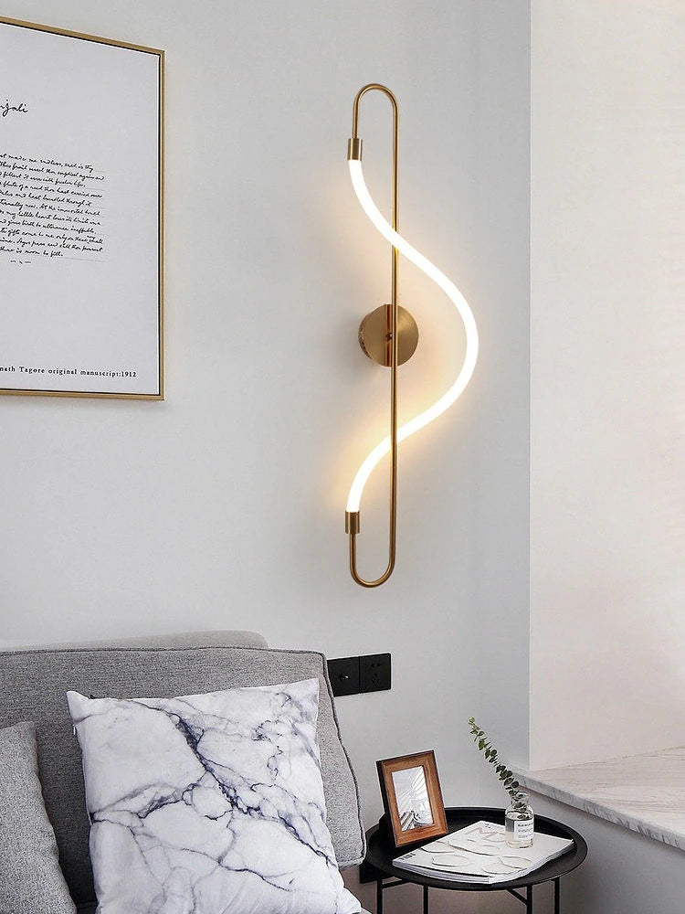 Modern S-Curve Gold LED Wall Light