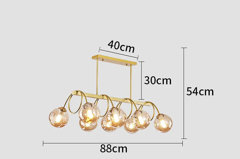 Post Modern Gold Finish Eight Glass Chandelier