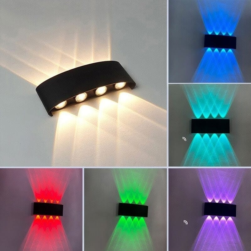 RGB Rectangular 4 Up & 4 Down Outdoor Wall Lamp