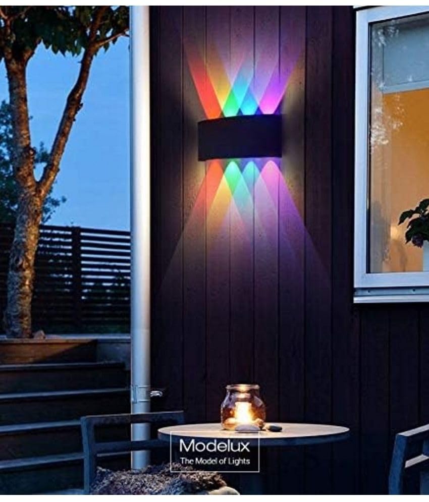 RGB Rectangular 4 Up & 4 Down Outdoor Wall Lamp