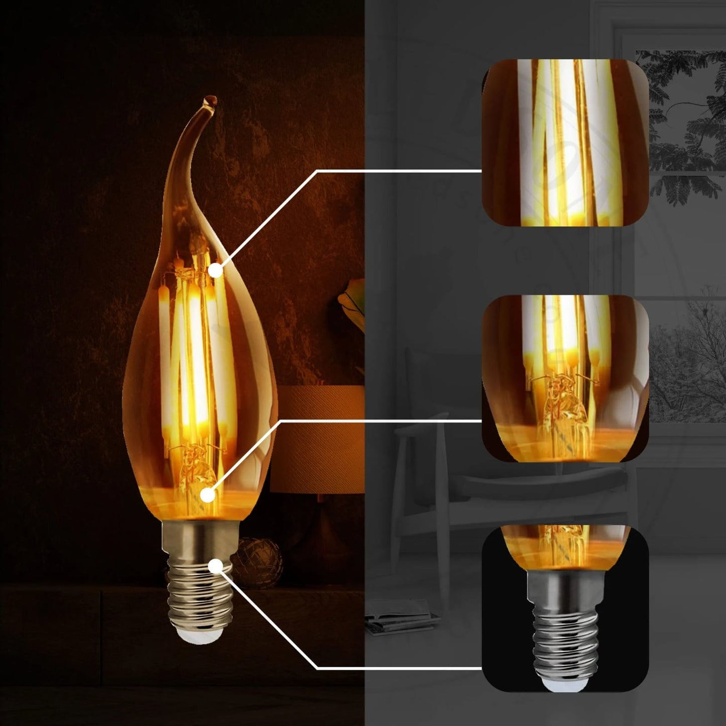 LED C35 Filament Candle Bulb 4W