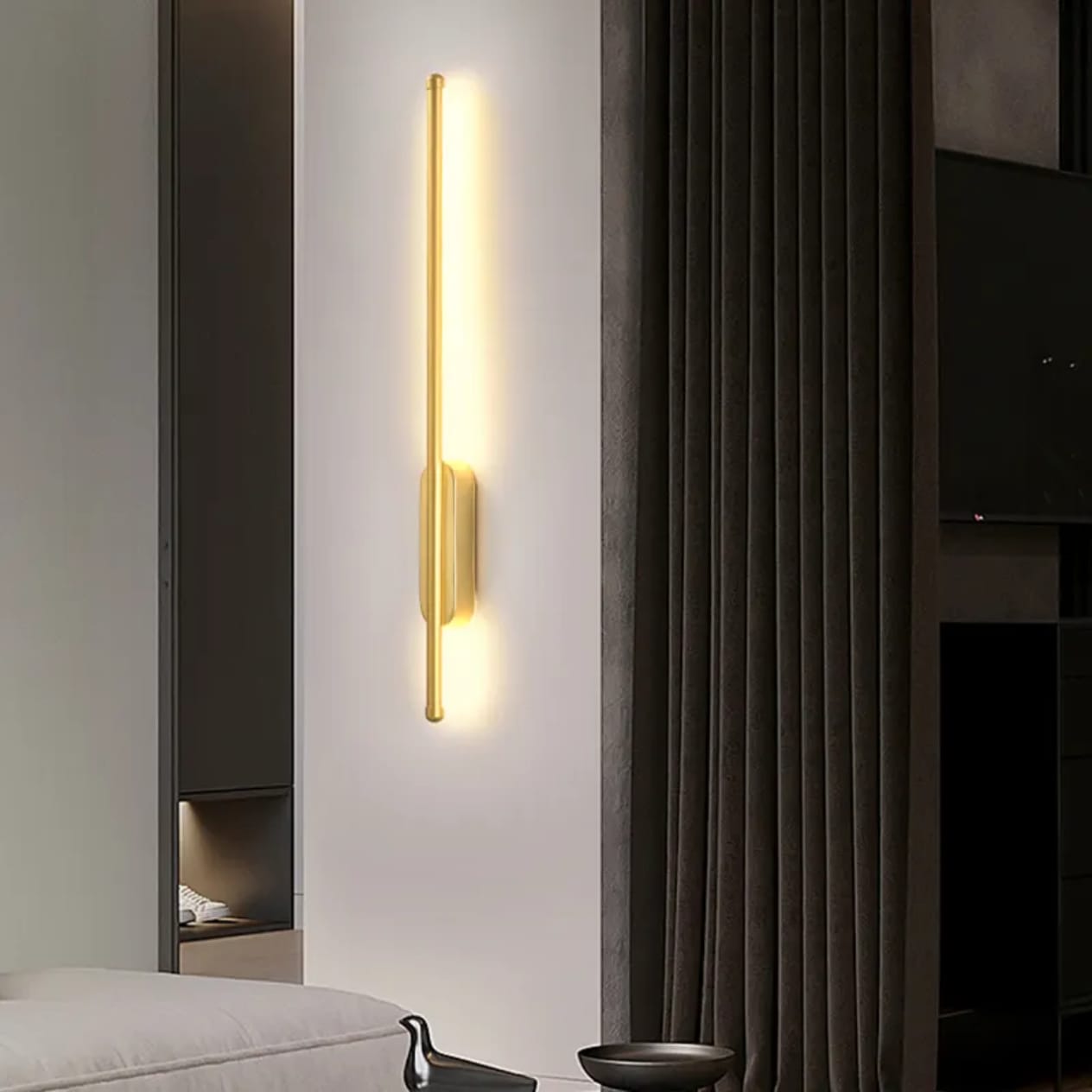 Modern Long Gold Stick LED Wall Light (60cm)