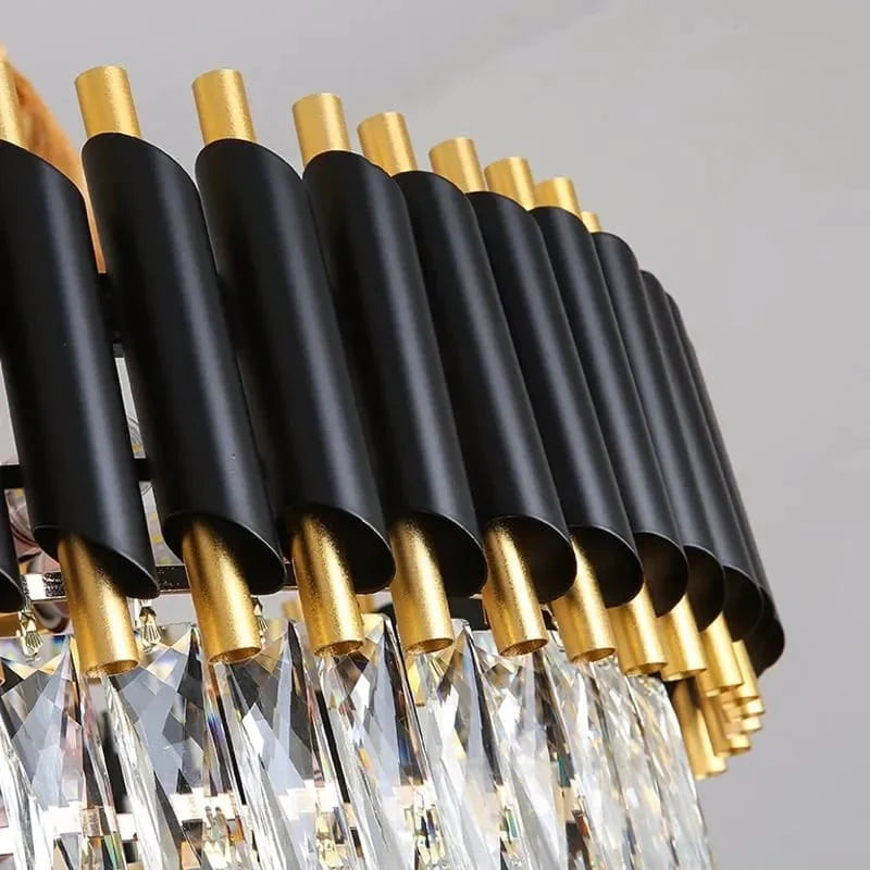 Modern Luxury Black Gold Crystal LED Chandelier (600mm Diameter)