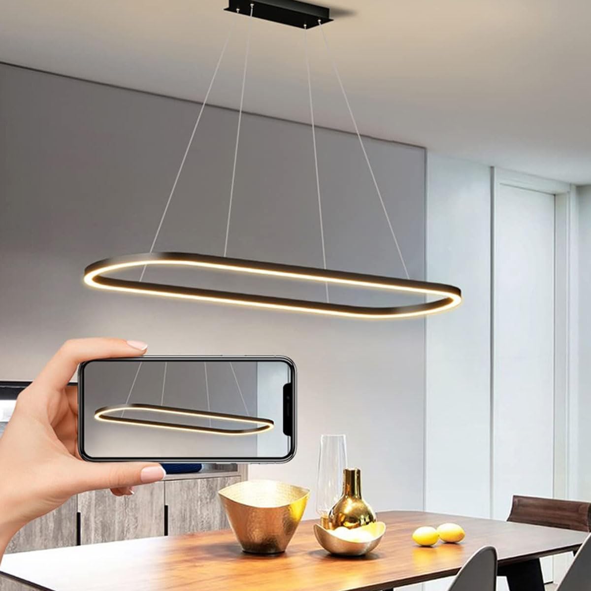 Modern Oval LED Chandelier (9362-BK)